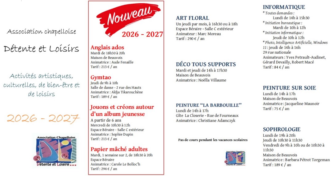 activités 2026 - 2027
